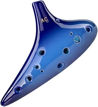 12 Hole Ocarina Wind Instrument Practice SF High Pitch And Other Tones Professional Performance Adult Professional Ocarina InstrumentBlue AC