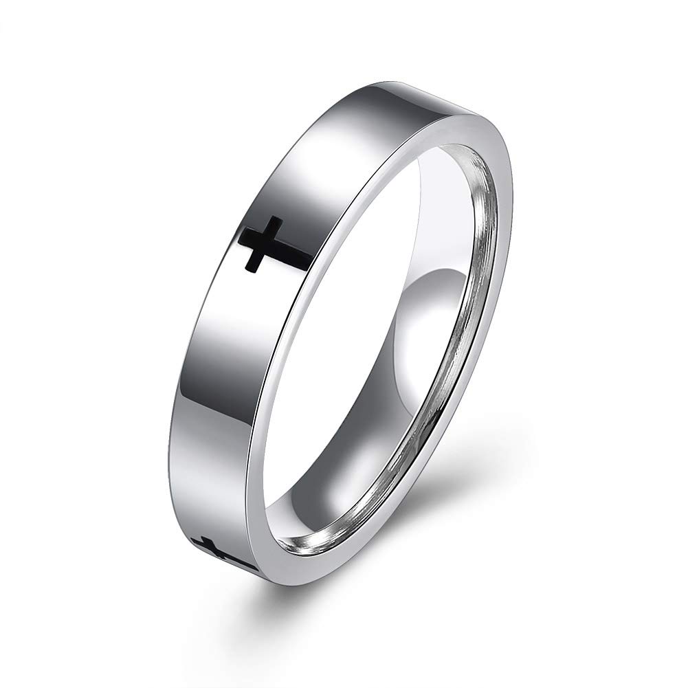 ATDMEIStainless Steel Cross Rings for Women Men 6mm Size 6-12 Jewelry with Gifts