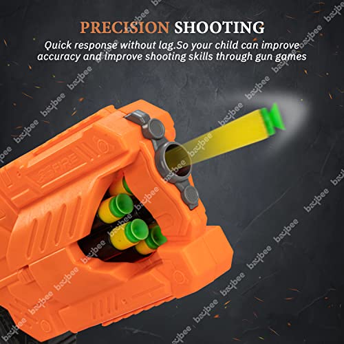 Image of Baybee Blaster Toy Gun for Kids 3+ Years with 10 Soft Foam Darts | Fun Target Shooting Battle Game Toy (Orange)