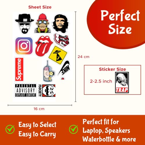 Image of CodersParadise 52 Pcs Premium Random Vinyl Sticker Pack - Waterproof Self-Adhesive Aesthetic Stickers for Laptop, Laptop Skin, Journal, Diary, Bike Helmet, Guitar & Mobile Case (7.6 cm)
