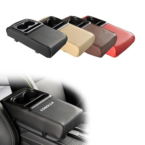 REENEW COROLLA用 アームレスト コンソールボックス カローラ COROLLA ツーリング クロス対応 肘置き 車用アームレスト 多機能収納ボックス スマホ収納 快適ドライブ クッション PUレザー調 簡単取付 汎用タイプ 車 カー用品(ブラッ