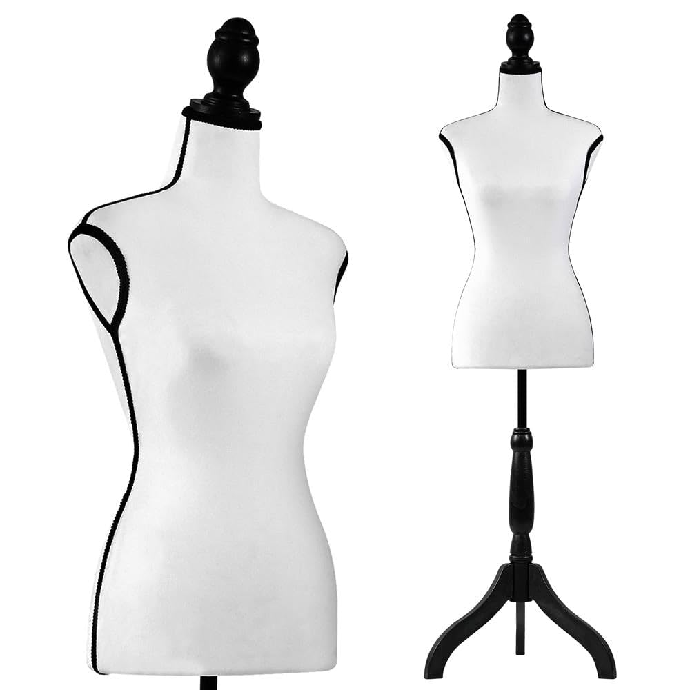 SereneLife Female Torso Mannequin Display - Sturdy and Durable, Adjustable Dress Form (52-64"), Lightweight, Easy-to-Assemble, Stable Tripod Stand, Smooth Surface for Retail Clothing Display