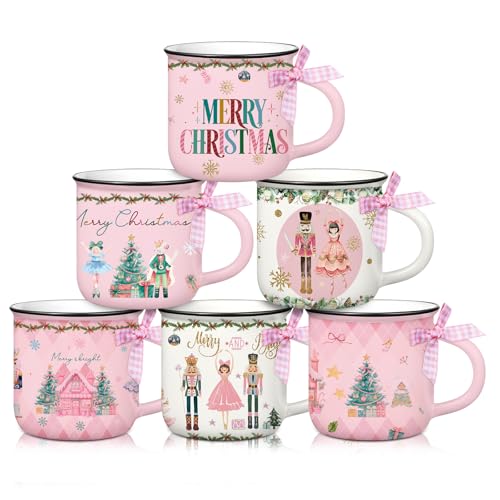 Juego de 6 Mini Mugs de Café Navideños Rosados miniatura 1