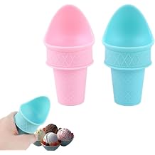 Kiddie Cones Ice Cream Scoops, Ice Cream Cone Holder, Mini Ice Cream Cones, Reusable Ice Cream Cones Snow Cone Rack, Plastic Ice Cream Cone Scoop for Kids Toddler 2Pcs