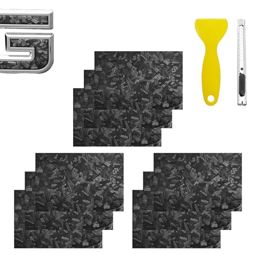 Image of Compatible with Black Forged Carbon Fiber Bowtie Emblem Wrap Kit GMC Logo Overlay Vinyl Wrap with Squeegee and Cutter 9PCS