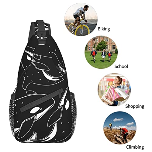 Mochila tipo sling Crossbody negra unisex para trekking miniatura 5