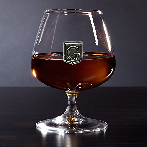 Custom Cognac Glass Brandy Glass with Pewter Crest for Brandy Enthusiasts