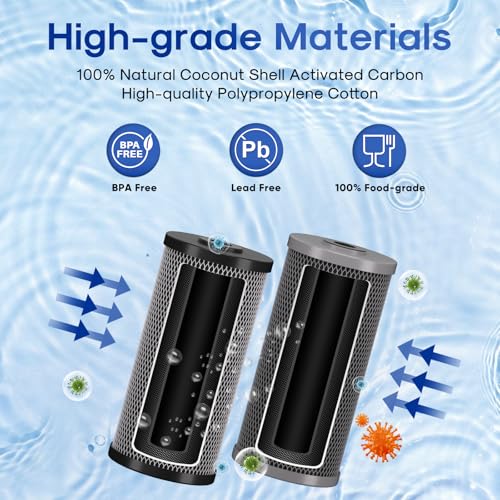 Image of ICEPURE 2-Stage 10 inch x 4.5 inch Whole House Carbon Water Filter Set, Activated Carbon and Lead Remove Cartridge Replacement for WFHDC8001, CB-BB-10, FXHTC, GXWH40L, GXWH35F, Pack of 1