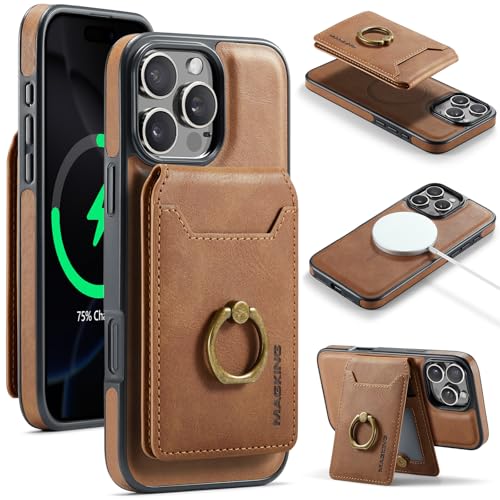 Étui portefeuille 2 en 1 iPhone 17 Pro Max marron idéal pour le quotidien actif