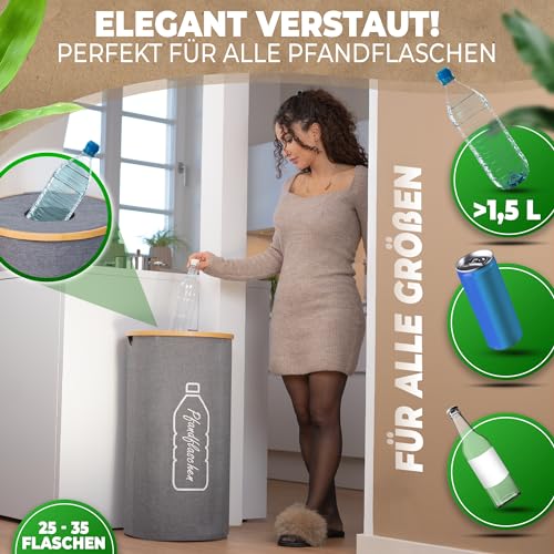 COTTARA® Pfandflaschen Sammelbehälter mit Bambusrahmen - extra stabil 80 L – Ansicht 2