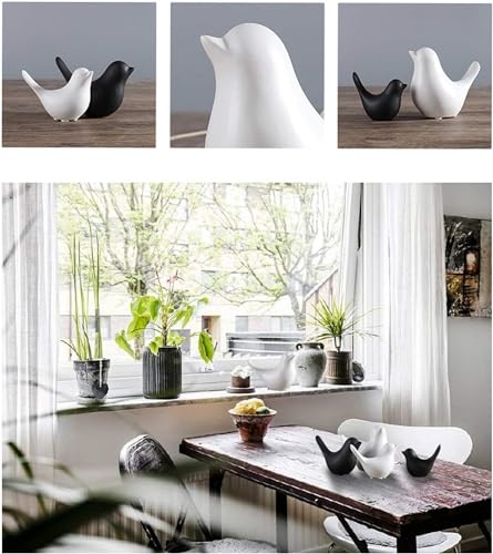 Image of Ceramic Birds Figurines Ceramic Blessing Birds Figurine Home Decorations Accessories Set of 4 (2 Black and 2 White)