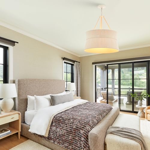 ELYCCUPA 20” Hand Woven Rattan Chandelier Coastal Boho Pendant Light for Kitchen Island Dining Living Room, UL Listed - Image 4