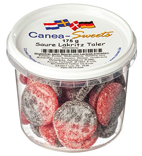 Canea-Sweets SAURE LAKRITZ Taler Bonbons Dose, 1er Pack (1 x 175 g) Cover
