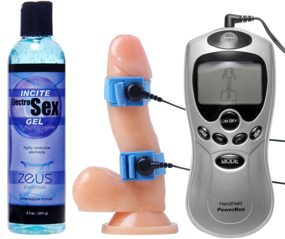 Zeus Electrosex Electrosex Essentials 3 Piece Kit for Him – Electrostimulation Kit with Conductive Gel, Elastic Bands & Pads – Adjustable Intensity E-Stim Accessories Set