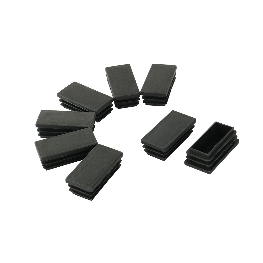 Uxcell Black Sourcingmap Rectangle Blanking End Cap Tube Cover Insert 50Mm X 25Mm 8Pcs