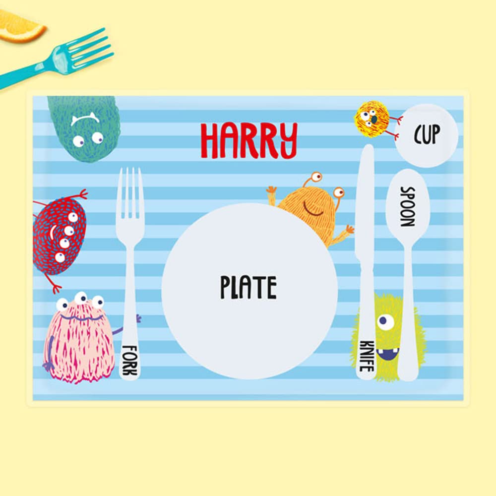 Dotty about Paper Personalised Kids Placemat - Cute Monsters