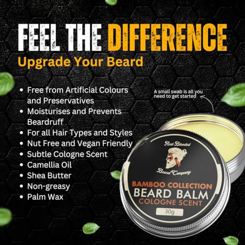 Foto von Red-Blooded Cologne Duft Bartbalsam Männer – nährt, formt und befeuchtet alle Längen des Gesichtshaars, hilft Ihrem Bart, Natürlich und vegan