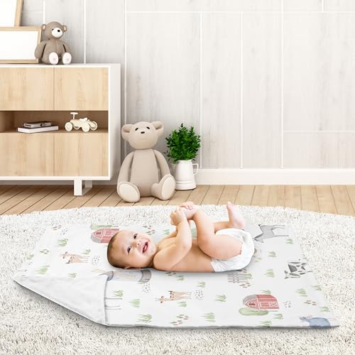 Image of Sweet Jojo Designs Farm Animals Baby Boy Girl Receiving Security Swaddle Blanket for Newborn or Toddler Nursery Car Seat Stroller Soft Minky - Watercolor Farmhouse Horse Cow Sheep Pig