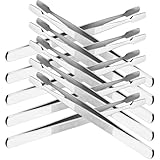 Ipetboom 10 Stück Edelstahl Pinzetten mit Flachem Kopf für Präzisionsarbeiten Briefmarkensammeln Künstliche Wimpern Vielseitige Bastelwerkzeuge Silberfarben
