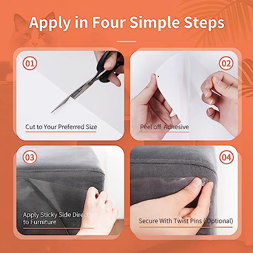 10 Pcs Furniture Protectors From Cats, Clear Self-Adhesive Cat Scratch Deterrent, Couch Protector 4 Pack X-Large (18"L 12"W) + 4 Pack Large (18"L 9"W) + 2 Pack (18"L 6"W) Cat Repellent For Furniture, #TOP4