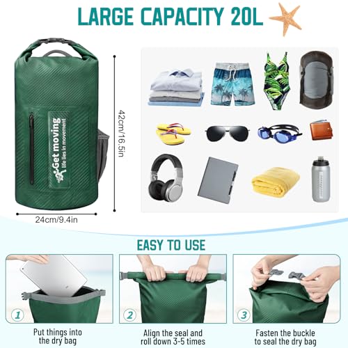 BKNOOU Bolsa Seca Impermeable para Kayak, Mochila con Roll Top para Mujer y Hombre miniatura 4