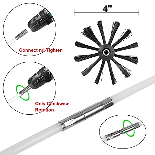 Peidesi Dryer Vent Cleaner Kit 16 Feet Flexible 12 Pcs Rods With 1Pc Brush Head Chimney Sweep Rotary Fireplaces Inner Wall Cleaning Brush Chimneys Access #TOP5