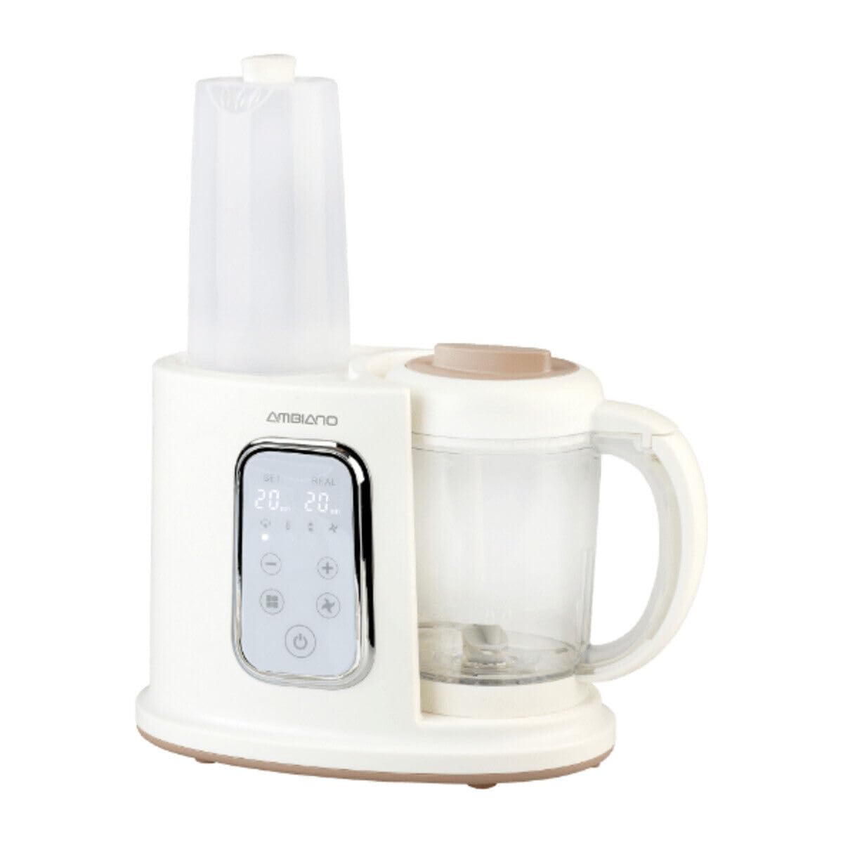 AMBIANO - Preparador de alimentos para bebés de 1 litro, cuchillo de acero inoxidable, muchas funciones, cubierta de vapor