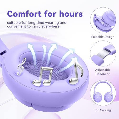 Image of BERIBES Bluetooth Headphones Over Ear, 65H Playtime and 6 EQ Music Modes Wireless Headphones with Microphone, HiFi Stereo Foldable Lightweight Headsets, Deep Bass for Home Office Cellphone PC Ect.