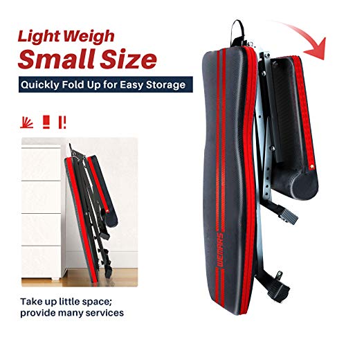 WEMARS Adjustable Weight Bench, Foldable Utility Workout Bench for Home Gym, Incline Decline Strength Training Benches for Full Body Workout with 2 Resistance Bands