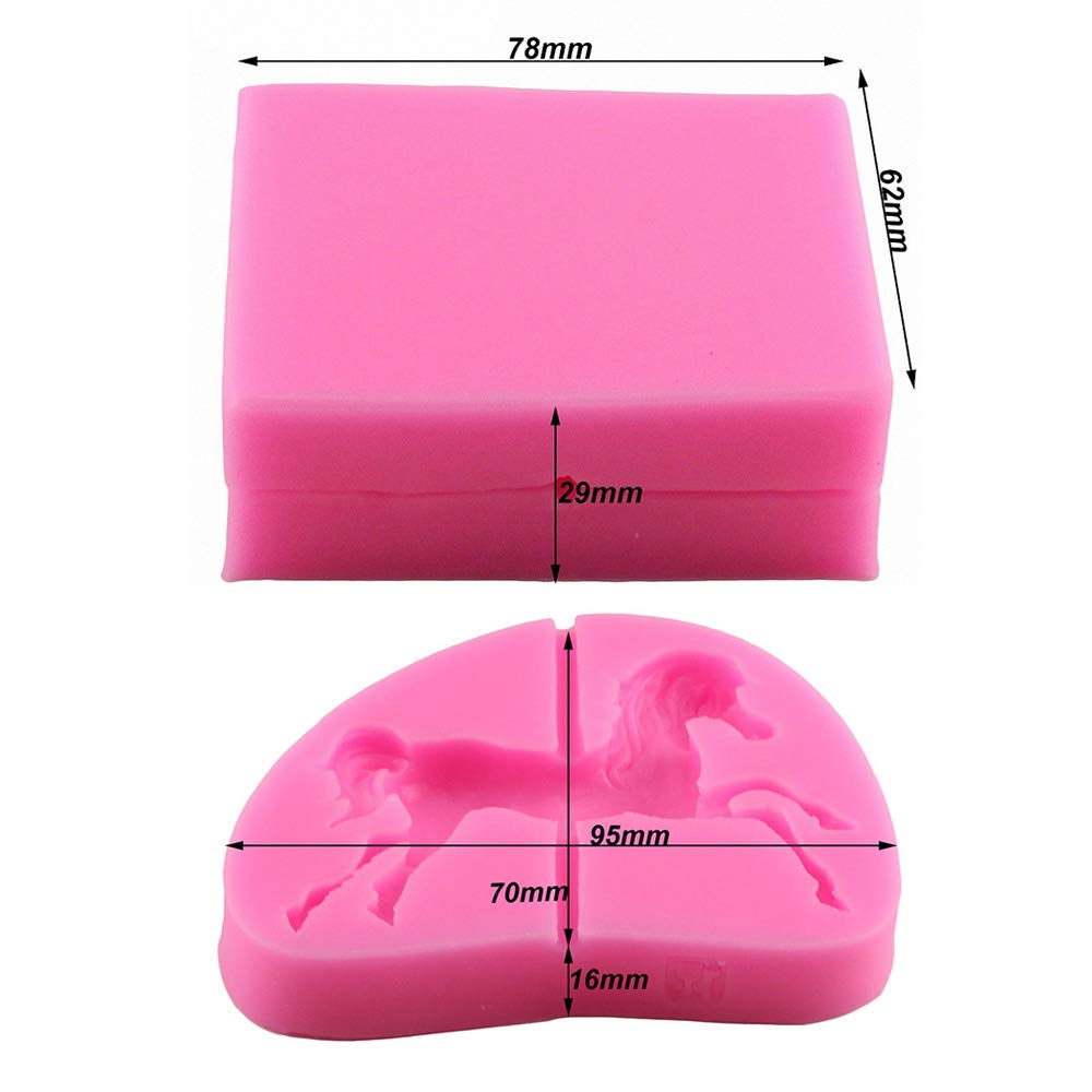 3 Pieces Carousel Horse Silicone Fondant Molds, 3D Merry-Go-Round Chocolate Lollipop Sugarcraft Gum Paste Mold for Boy Girl Baby Shower Carousel Party Cake Decorating Supplies Clay Resin Mould