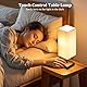 Toipwen Nachttischlampe Touch Dimmbar mit USB-Ladefunktion, Moderne Tischlampe mit 3 Farbtemperaturen (Warmweiß/Kaltweiß/Tageslicht), 6W E27 Birnen für Schlafzimmer, Wohnzimmer, Büro, Lernzimmer