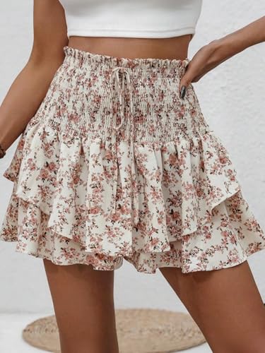 Floral Skorts for Woman Ruffle Mini Skirt with Shorts Underneath Causal Summer Boho Outfits2