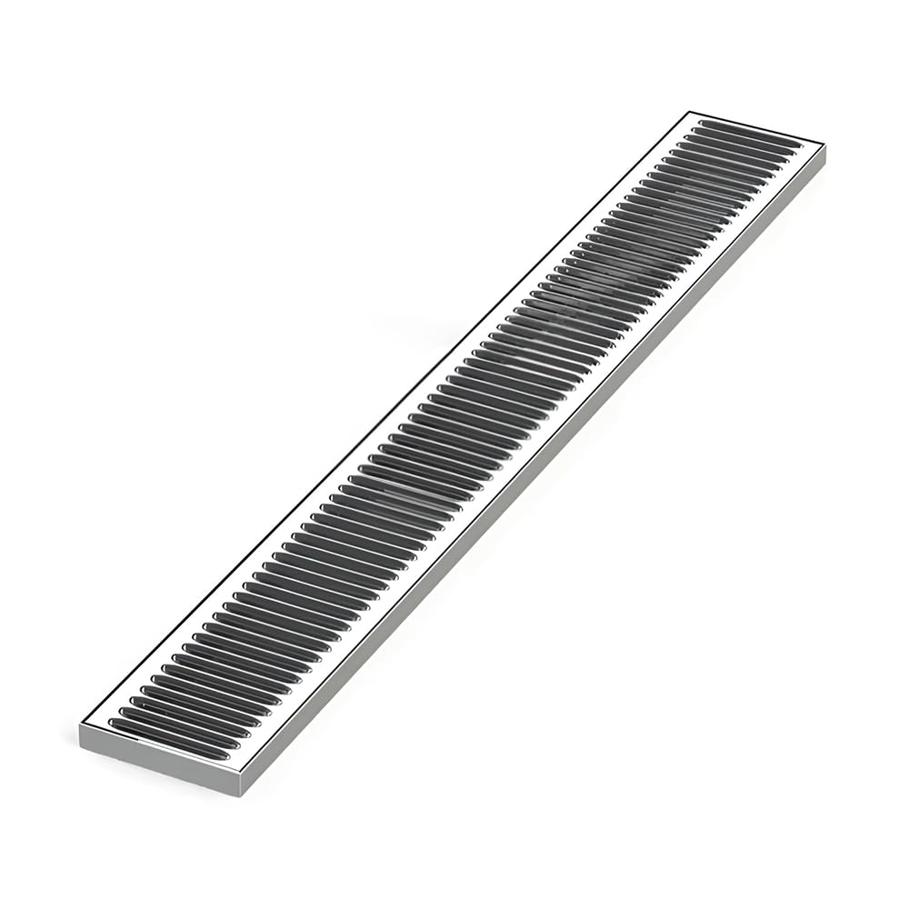 40-Inch Drip Tray for Bar Taps and Beverage Dispensers - Surface Mount Drip Tray - No Drain - Polished Stainless Steel