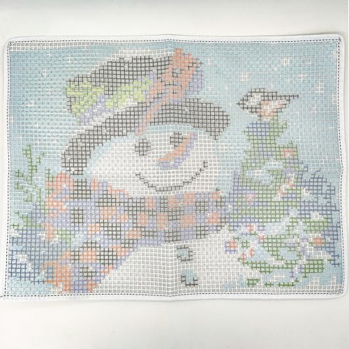 Image of Howie's Latch Hook Kits for Adults, DIY Christmas Latch Hook Kit Rug Crochet Yarn, Color Preprinted Pattern Embroidery Decoration (Black Hat Snowman, 20.47 x 14.96 inch)