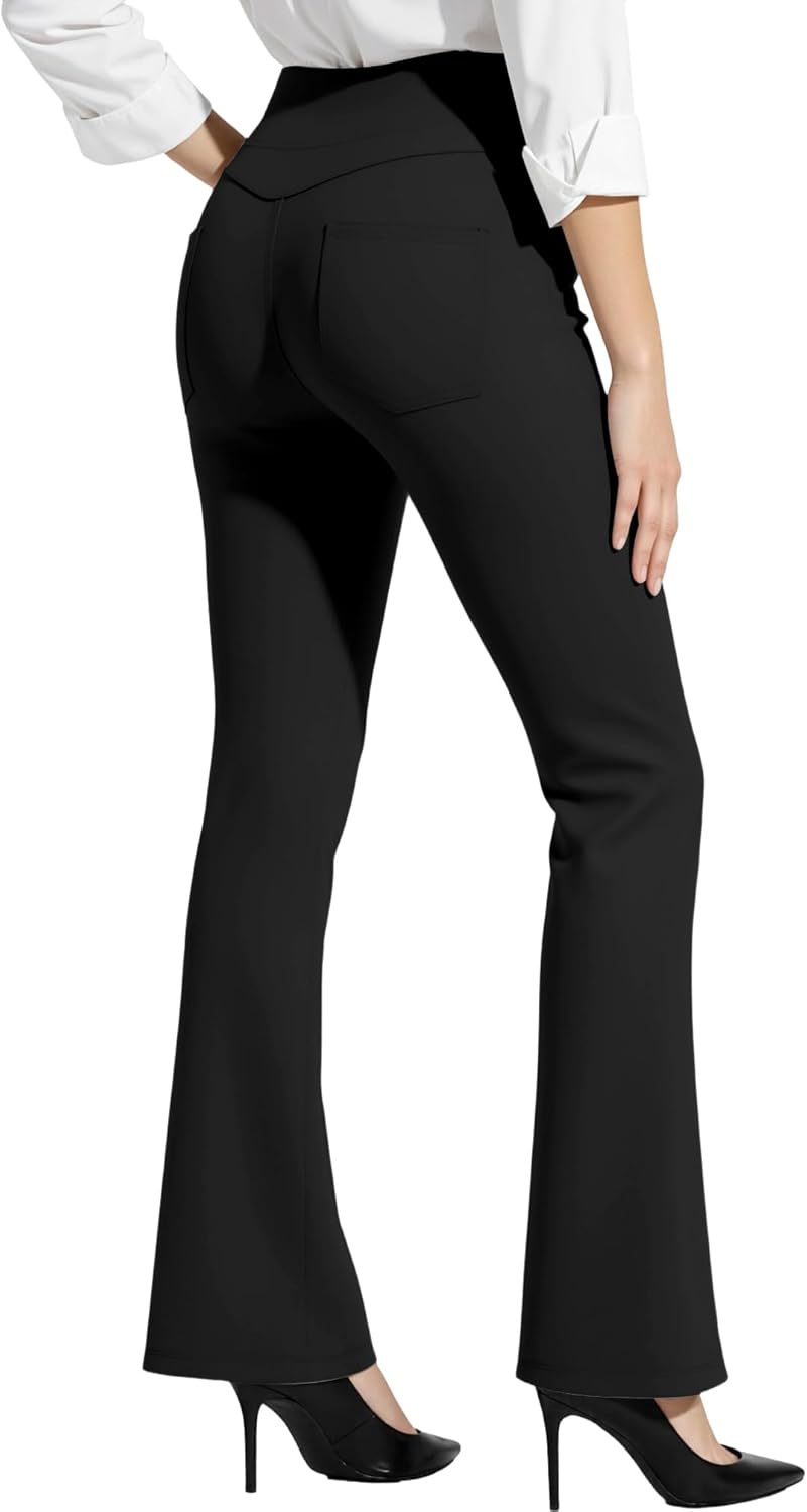 SEMARO Womens Bootcut Dress Pants High Waist Stretchy Flare Work Pants Business Office Pull on Slacks with Pockets - Image 2