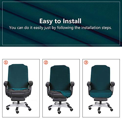 Image of SARAFLORA Office Chair Covers - Large, Sapphire - Removable Computer Chair Covers with Zipper for Universal Rotating Chairs Desk Chairs Cover High Back Chair Seat Washable Protector for Pet