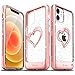 Produktbild VENA vLove Glitzer Transparent Hülle Kompatibel Mit Apple iPhone 12 Mini (5.4"-inch), (Heart Shape, CornerGuard Protection) Bling Schutzhülle Dual Layer Bumper Klar Case Cover - Roségold