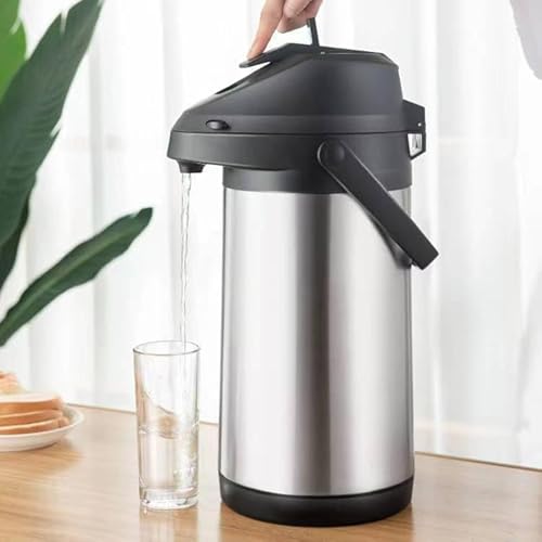 魔法瓶 保温保冷卓上ポット 気圧式ポット 真空断熱1.6L、1.9L、3L、広口卓上 ステンレス エアーポットポンプ、レバーアクション 広口保温ポット大容量 使いやすい 家庭用 業務用 (シルバー,1.6L)