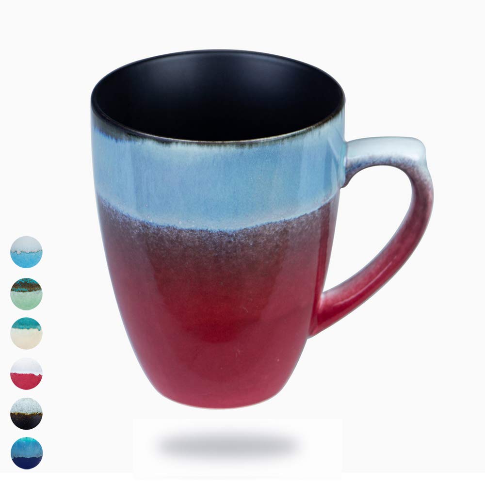 oojdzoo Handmade Pottery Coffee/Tea Mug Polish - 10 Ounce Rustic Stoneware Ceramic Cup Clay Art (D)