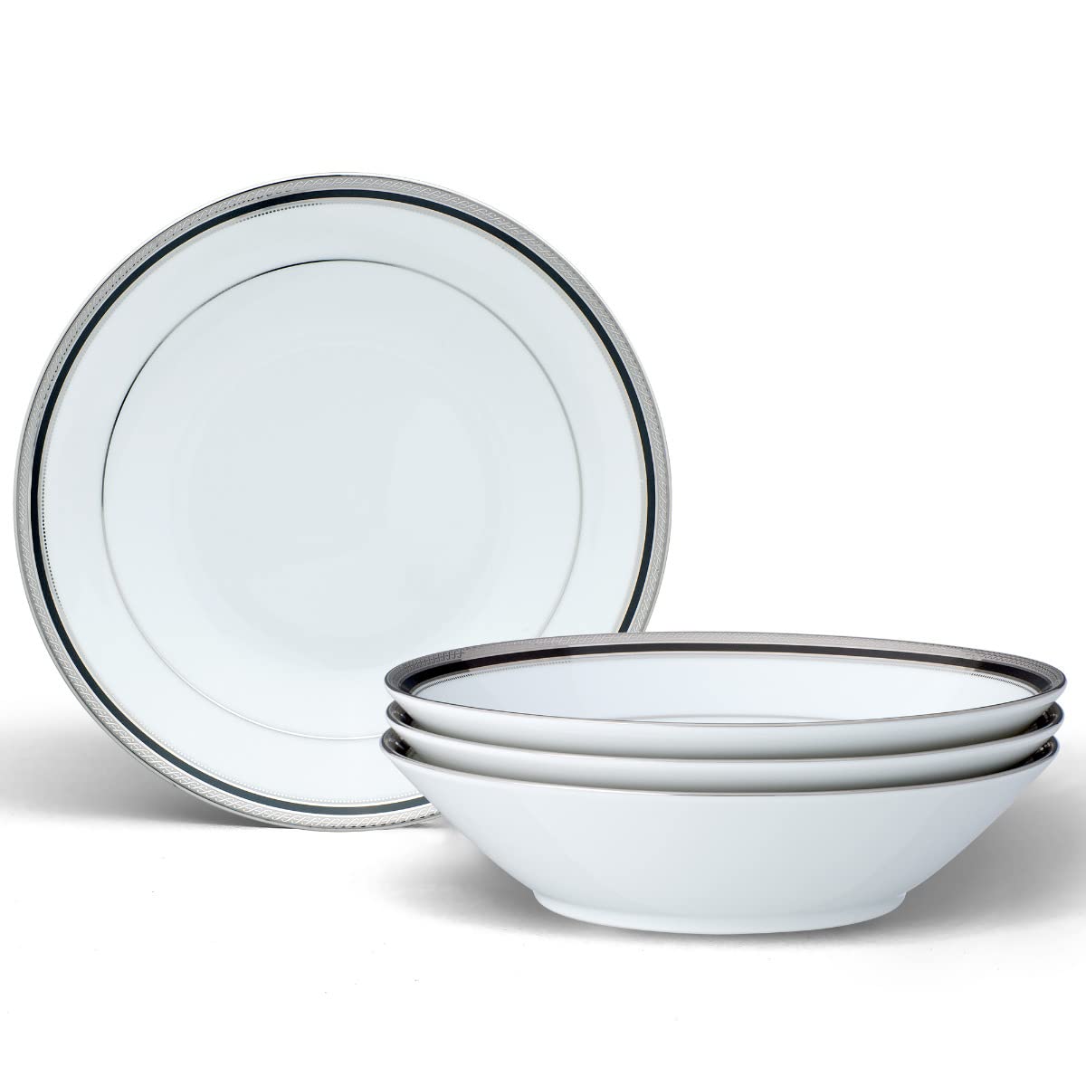 Bols à soupe Noritake Austin 19cm service vaisselle noir et blanc 4pcs