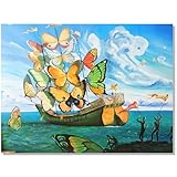 Salvador Dali Poster - Ship with Butterfly Sails Wall Art Prints - Surrealist Art Print - Modern Nature Aesthetic Art Colorful Painting Home Decor Poster for Living Room, Bedroom Unframed (Ship with Butterfly Sails,12x16inches/30x40cm)