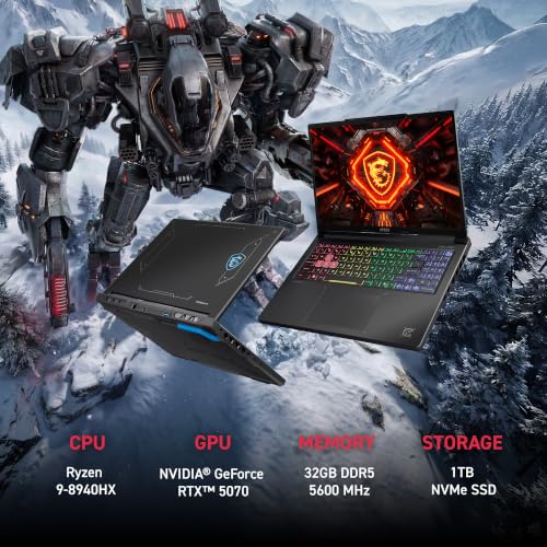 Image of msi Crosshair A16 HX 16 inch 2.5K QHD+ 240Hz Gaming Laptop - AMD Ryzen 9 8940HX, NVIDIA GeForce RTX 5070, 32GB DDR5, 1TB NVMe SSD, Wi-Fi 6E, USB-C, Windows 11 Home: Gunmetal Grey E8WGK-009US