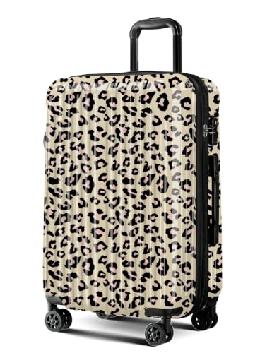 Image of Cheetah Print Carry on Luggage - Airline Approved Suitcases with Spinner Wheels, Built-In TSA Lock，Hard Shell Expandable Suitcases