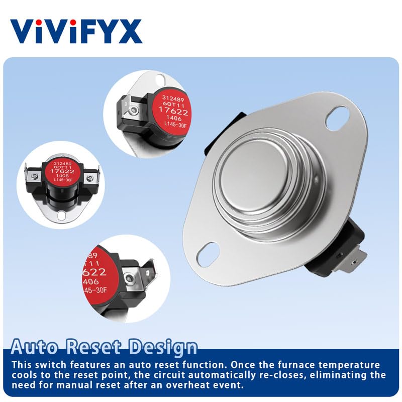 2 Pack S1-02535380000 Furnace Limit Switch, L140-30F Auto Reset, for York Coleman Evcon, Replace S1-7945-3281 S1-7945-3271