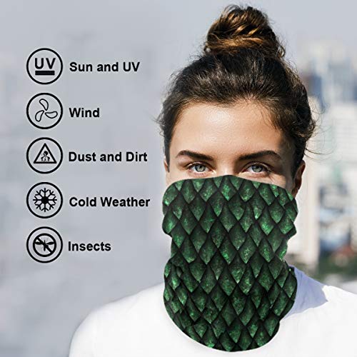 Goodold Green Dragon Scales Face Mask Bandana Droplet Dust Wind Uv Sun, Neck Gaiter Tube Mask Headwear, Motorcycle Face Mask For Women Men Face Scarf #TOP2
