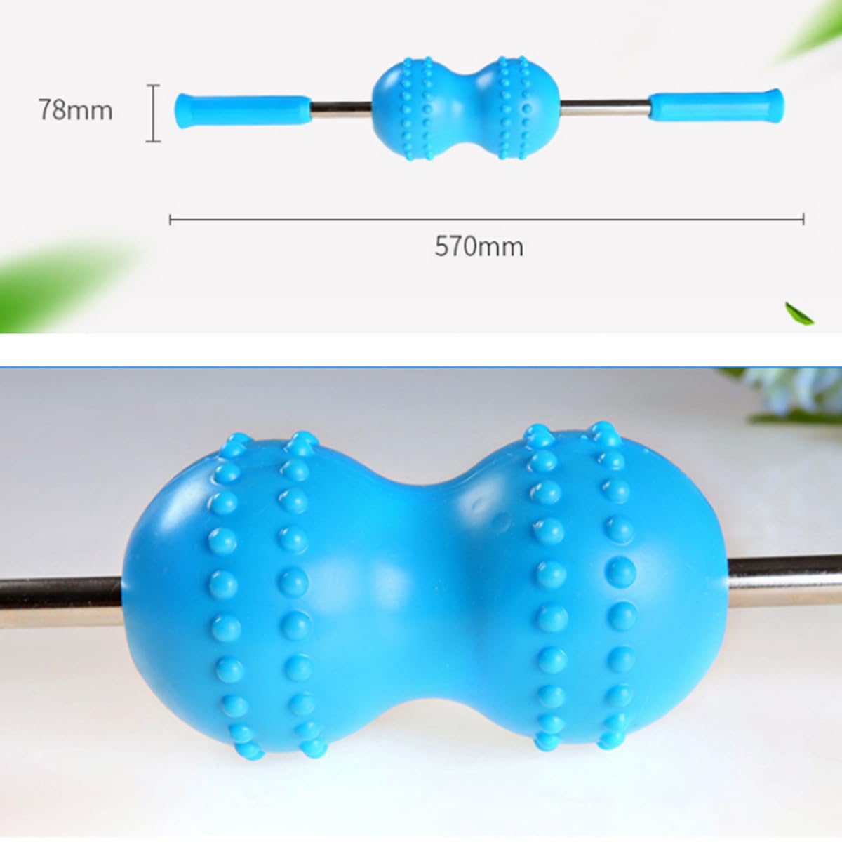 Collo Doppia Sfera Blu, Rullo da Massaggio Multifunzionale in Plastica, Portatile per Collo e Spalle, Adatto a Uomini