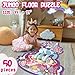 Large Shimmery Unicorn Floor Puzzle for Kids Ages 4-8, 45+ Pieces Large Jigsaw Puzzle for Kids&Toddler Ages 3 4 5 6 7 8, Educational Puzzels Unicorn Toys for Girls Unicorn Christmas Birthday Gift