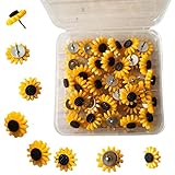 40Pcs Sunflower Push Pins Sunflower Thumb Tacks Decorative Flower Cork Board Tacks for Bulletin Board, Photos Wall Maps and Other Offices Schools Supplies and Accessories, Resin…