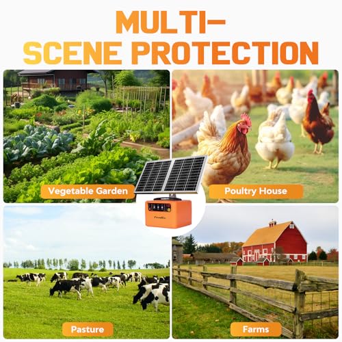48 KM Weidezaungerät Solar, 0,3 J–1,5 J, 6 KV–12 KV Einstellbares Elektrozaungerät mit 15W-Solarpanel, mit Integrierter 12V 7Ah Blei-Säure-Batterie, Geeignet Rinder und Schafe, Bauernhöfe und Gärten