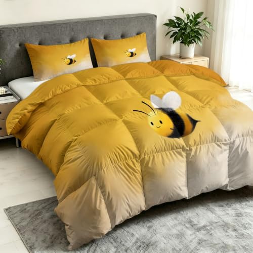 Juego de edredón individual amarillo ligero lavable para todas las estaciones 3